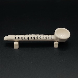 Handmade Porcelain Pipe with Black Etching
