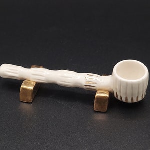 Luxe Handmade Porcelain Pipe with 22K Gold Accents