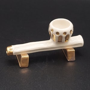 Luxe Handmade Porcelain Pipe with 22K Gold Accents