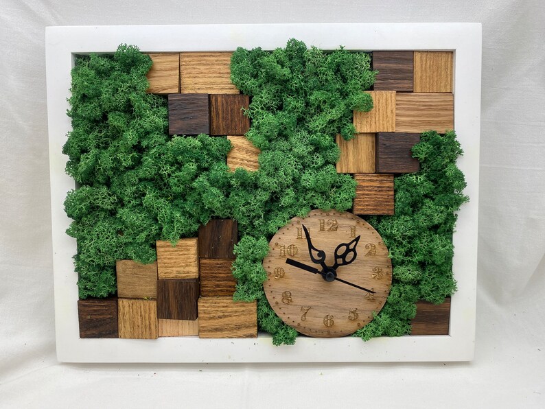 Wall Clock With Moss, Handmade Wall Clock With Moss, Tree Moss, Moss ...