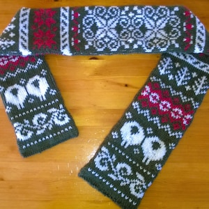 Sheeps Fair Isle Scarf Knitting Pattern – Instant PDF download