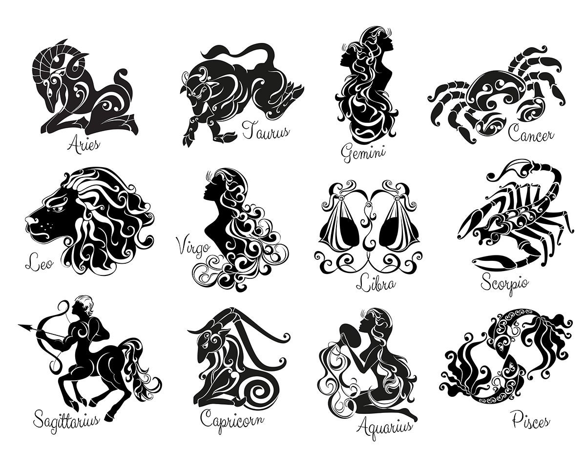 Zodiac Sign Svg Bundle Zodiac Sign Clipart Bundle Astrology Signs Svg ...