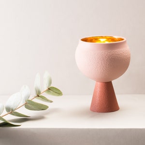 Porcelain Kiddush cup in Terracotta and blush image 1