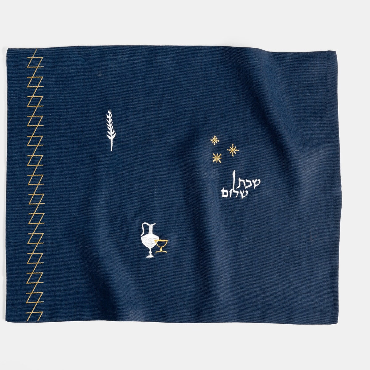 Embroidered Linen Challah Cover