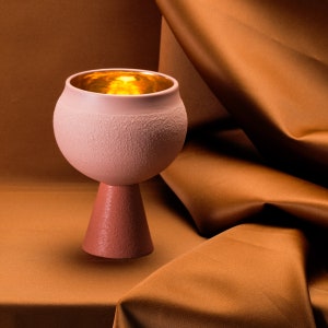 Porcelain Kiddush cup in Terracotta and blush image 4