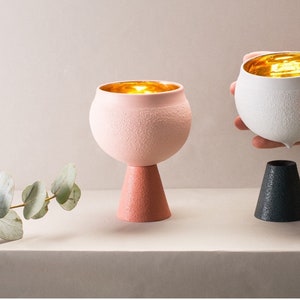 Porcelain Kiddush cup in Terracotta and blush image 5