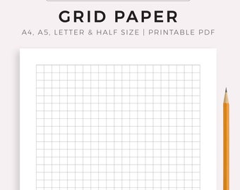 Grid Paper Printable, Squared Paper, Planner Inserts, A4/A5/Letter/Half Size, Instant Download PDF
