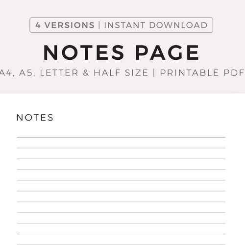 Letter Note Taking Notes Page Printable Lined Notes Template Note Taking - Etsy