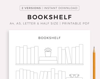 Bookshelf Printable Template, Books to Read, Books I've Read, Book Tracker, Reading Log, A4/A5/Letter/Half Size, Instant Download PDF