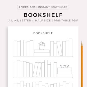 Modello stampabile per libreria, libri da leggere, libri che ho letto, registro dei libri, registro di lettura, formato A4/A5/lettera/mezzo formato, download immediato in PDF