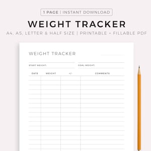 Simple Weight Tracker Printable Weight Log Template Weight Loss