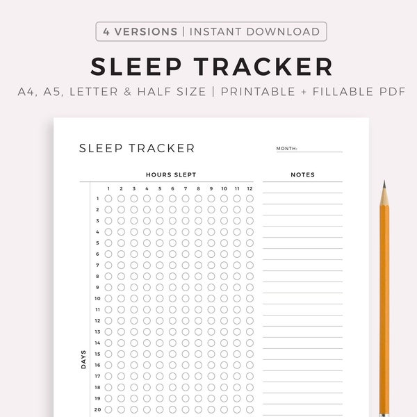 Sleep Tracker Printable, Monthly Sleep Log, Sleep Quality Journal, Sleep Hours Tracker, Sleep Analysis Chart, Health Planner