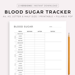 Druckbare Vorlage für Blutzucker-Tracker, Blutzucker-Tracker, Diabetiker-Tagebuch, Blutzucker-Tracker, Diabetes-Tracker, Gesundheits-Tracker