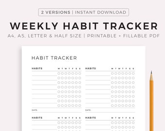 Weekly Habit Tracker Printable Habit Tracker Chart Daily Habit Tracker