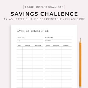 Savings Challenge Printable, Saving Goal Plan, Savings Tracker, Finance ...