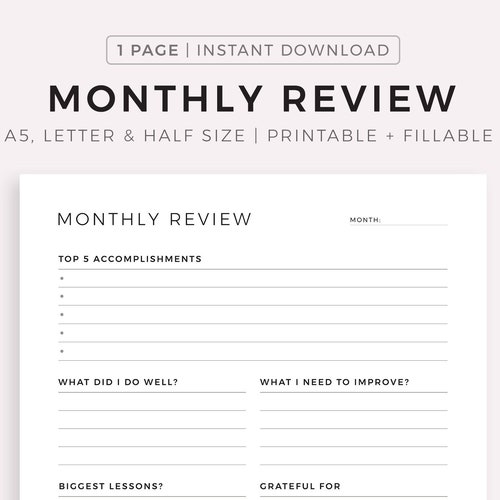 Monthly Planner Printable Pages. A4 A5 Letter and Half - Etsy