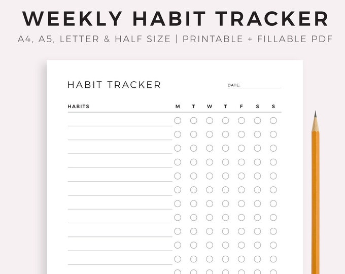 Habit Tracker Printable Habit Tracker Weekly Habit Tracker Downloadable