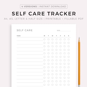 Weekly Self Care Tracker Printable, Daily Self Care Checklist, Routine Planner, Wellness Planner, A4/A5/Letter/Half, Instant Download PDF