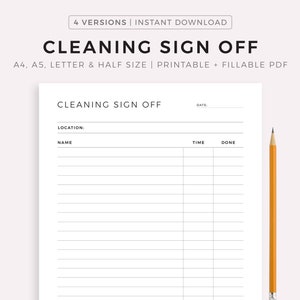 Cleaning Sign Off Sheet Printable, Restroom Cleaning, Bathroom Cleaner, Cleaning Schedule, Cleaning Log, Business Cleaning, Instant Download