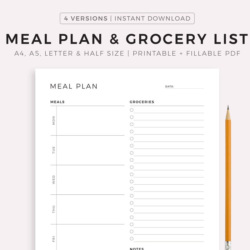 Meal Planner Digital Simple - Etsy