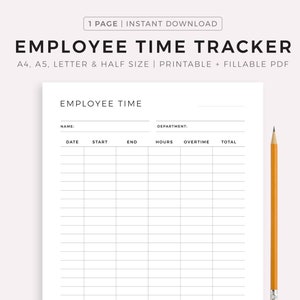 Employee Time Tracker Printable, Working Hours Tracker, Work Time Log ...
