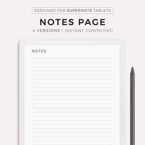 Página de notas para Supernote A5X2/A5X/A5/A6X2/A6X/A6, plantilla de notas rayadas, toma de notas, papel electrónico para escribir, planificador de notas, descarga instantánea