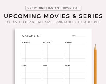 Printable TV Show and Movie Tracker for TV Shows and Movies - Etsy