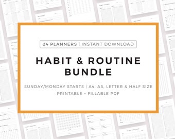 Habit Tracker Bundle Printable, A4/A5/Letter/Half Letter, Instant Download PDF