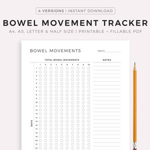 Afdrukbare sjabloon stoelgangtracker, dagboek voedselgevoeligheid, PDS-tracker, A4/A5/Letter/Half, Instant Download