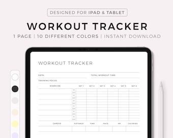 Workout Tracker Digital, Daily Exercise Log, Fitness Journal, Workout Planner, Fitness Planner, Goodnotes Notability iPad, Instant Download
