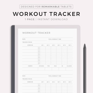 Träningsspårare för Remarkable 2, daglig träningslogg, träningsdagbok, träningsplanerare, fitnessplanerare, direktnedladdning
