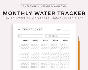Weekly Water Tracker 30 Day Water Challenge Printable Water - Etsy