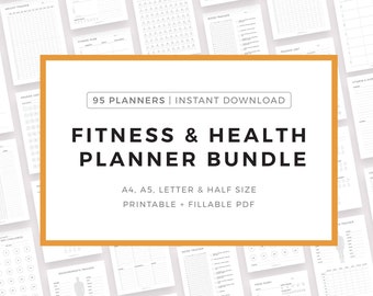 Fitness, Diet & Health Planner Inserts Bundle, A4/A5/Letter/Half Letter, Instant Download PDF