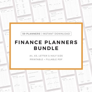 Paquete de insertos imprimibles para planificadores financieros, tamaño A4, A5, carta o media carta, descarga instantánea en formato PDF