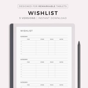 Wunschliste für Remarkable 2, Weihnachtswunschliste, Feiertagswunschliste, Geburtstagswunschliste, Einkaufswunschliste, Geschenke für mich