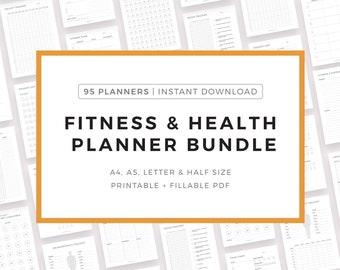 Fitness, Diet & Health Planner Inserts Bundle, A4/A5/Letter/Half Letter, Instant Download PDF