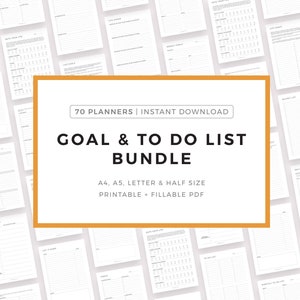 Goals & To Do Lists Inserts Bundle Printable, A4/A5/Letter/Half Letter, Instant Download PDF