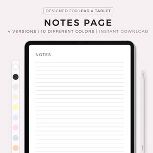Digital Notes Page Template for Goodnotes, Notability, Ipad, Instant Download