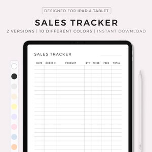 Digital Sales Tracker, Online Business Sales, Side Hustle Sales Record Template, Compatible with Goodnotes, Notability, Instant Download