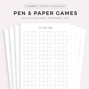 Giochi con carta e penna - Tris, Impiccato, Punti e caselle, Battaglia navale, PDF scaricabile immediatamente
