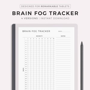 Tracker mensile della nebbia cerebrale per Remarkable 2, traccia la nebbia cerebrale giornaliera, tracker della salute, download immediato