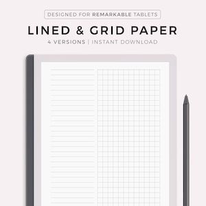 May include: A digital notebook with lined and grid paper for use with a Remarkable tablet. The notebook is open to a page with a vertical line dividing the lined and grid sections. The text "MYLIFEPLANS" is printed in the bottom right corner of the page.