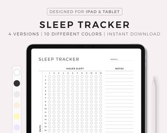 Suivi numérique du sommeil, journal du sommeil mensuel, journal de la qualité du sommeil, suivi des heures de sommeil, tableau d'analyse du sommeil, planificateur de santé, modèle iPad