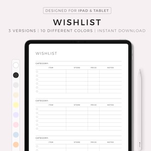 Wunschliste Digitale Vorlage, Weihnachtswunschliste, Feiertagswunschliste, Geburtstagswunschliste, Einkaufswunschliste, Kompatibel mit Goodnotes Notability