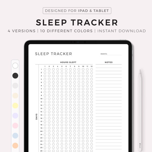 Sleep Tracker Digital, Monthly Sleep Log, Sleep Quality Journal, Sleep Hours Tracker, Sleep Analysis Chart, Health Planner, iPad Template