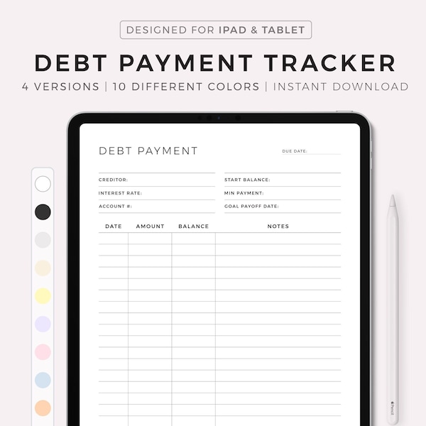 Debt Payoff Log, Debt Payoff Log, Debt Tilgungsplan, Geld Planer, Budget Planer, Goodnotes, Notability, iPad Digital Planner