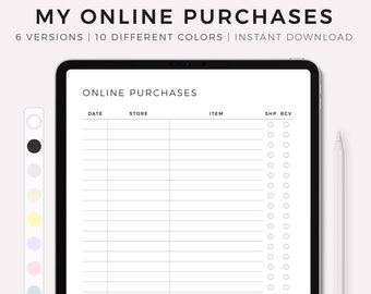 Digital Online Purchases Tracker for Goodnotes, Notability, Ipad, Instant Download