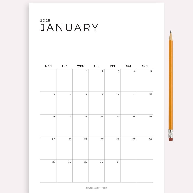 Free 2025 blank calendar Etsy de