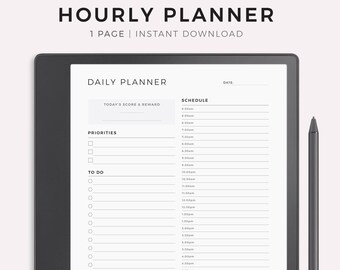 Planificador diario por horas para Kindle Scribe, descarga instantánea