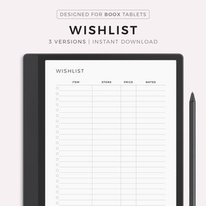 Lista de deseos sencilla para Boox Note Series / Tab Series / Go 10.3, descarga instantánea